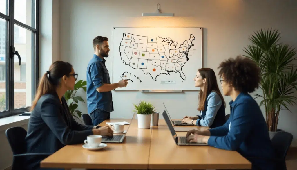 "Descubra como as leis variam de estado para estado nos EUA e como isso impacta a vida dos cidadãos, Entenda o sistema legal americano e suas particularidades em cada região, Aprenda sobre as diferenças nas leis de trânsito, trabalho e saúde entre os estados dos EUA, Saiba por que os EUA têm um sistema legal único e descentralizado, Conheça as leis estaduais que influenciam negócios, educação e direitos civis nos EUA, Explore como o federalismo americano permite que cada estado crie suas próprias leis, Descubra como as leis estaduais nos EUA afetam imigrantes, empreendedores e famílias, Entenda o papel dos tribunais estaduais e federais no sistema legal dos EUA, Aprenda sobre casos notáveis de diferenças legais entre os estados americanos, Saiba como as leis estaduais nos EUA impactam o dia a dia dos cidadãos.", "Learn how laws vary from state to state in the USA and how this impacts citizens' lives, Understand the American legal system and its unique features in each region, Discover the differences in traffic, labor, and healthcare laws across US states, Find out why the USA has a unique and decentralized legal system, Explore how state laws influence business, education, and civil rights in the USA, See how American federalism allows each state to create its own laws, Learn how state laws in the USA affect immigrants, entrepreneurs, and families, Understand the role of state and federal courts in the US legal system, Discover notable cases of legal differences between American states, See how state laws in the USA impact citizens' daily lives."